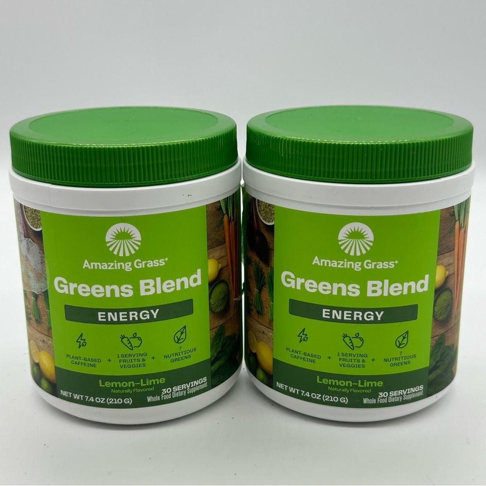 (2) AMAZING GRASS Green Superfood Energy Greens Powder Plant Based Caffeine READ